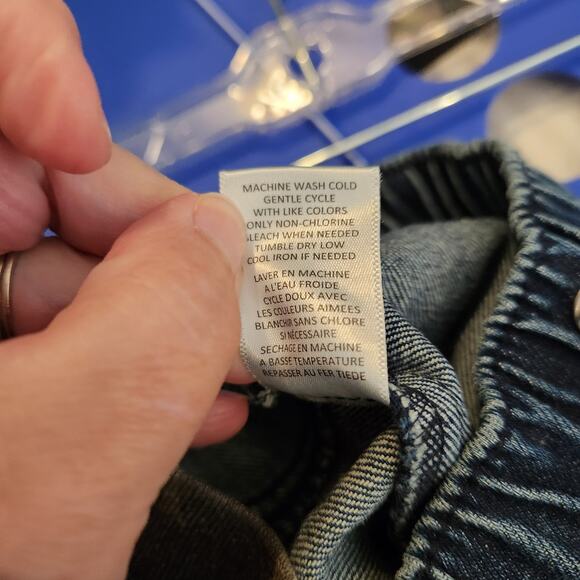 TINSELTOWN Blue Dark Wash Hi-Rise Drawstring Denim Pull On Pant Junior L NEW - Picture 6 of 12